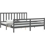  Okvir za krevet s uzglavljem sivi 200 x 200 cm od masivnog drva | shoptok.hr