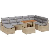  9-dijelni Vrtni Sofa Set s Jastučićima Bež Poli Ratan 2-sjedni Vrtni Sofa s Pohranjivanjem &amp Jastučićima Bež Poli Ratan Cijene