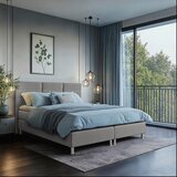 CARRYHOME POSTELJA Z VZMETNICO 140 cm x 200 cm , tekstil modra, siva | Shoptok.si