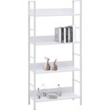 Furnova Knjižna polica 4-nadstropna bela 60x27,6x124,5 cm inž. les, (21932180) | Shoptok.si