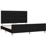  Posteljni okvir z vzglavjem črn 180x200 cm blago, (20794906) | Shoptok.si