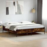Maison Chic Posteljni okvir - Dvoposteljna postelja - Zakonska postelja dimljeni hrast 180x200 cm inž. les in kovina-J5018, (21771149) | Shoptok.si