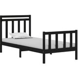 Posteljni okvir črn iz trdnega lesa 75x190 cm 2F6, (20647891) | Shoptok.si