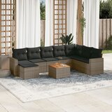 Maison Chic Seti vrtnega pohištva - Vrtna garnitura - Vrtni pohištvo set 9-delna z blazinami siv poli ratan, (21807741) | Shoptok.si