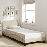 Furnova Posteljni okvir z vzglavjem brez vzmetnice krem 90x200 cm blago, (21936793) Cene