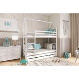Drveni dečiji krevet na sprat dalia sa tri kreveta i fiokom - beli - 160/180*80 cm Cene