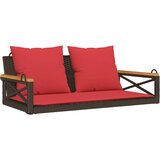  Klupa za ljuljanje s jastucima smeđa 109x62x40 cm od poliratana | shoptok.hr