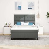  Postelja s škatlo in vzmetnico temno siva 140x190 cm tkanina | Shoptok.si