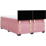vidaXL Box spring postelja z vzmetnico roza 160x200 cm žamet | Shoptok.si