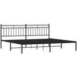 Metalni okvir za krevet s uzglavljem crni 193x203 cm | shoptok.hr