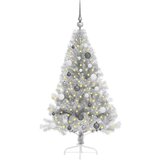 vidaXL Umjetna preddekorirana božićna jelka srebrna 150 cm PET | Shoptok.si