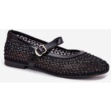 Boto Embellished Women's Ballerinas With Strap And Buckle Black Avirae | Shoptok.si