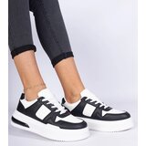 D/CEO marka niezdefiniowana Black-and-white women's sneakers with a thick sole Rossio Cene