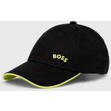 Boss pamučna kapa sa šiltom GREEN boja: crna, s tiskom