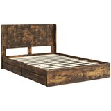  Krevetna konstrukcija s pohranom i uzglavljem Dimljeni hrast Smeđa 135 x 190 cm | shoptok.hr