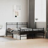 Maison Chic Kovinski Posteljni okvir - Dvoposteljna postelja - Zakonska postelja brez vzmetnice s podnožjem 160x200 cm, (21694279) | Shoptok.si