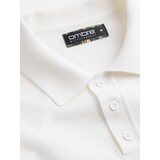 Ombre Men's soft knit polo shirt with contrasting stripes - cream | Shoptok.si