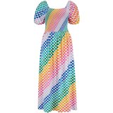 Sugarhill Brighton Obleka 'Jolene' zelena / majnica / oranžna / roza | Shoptok.si