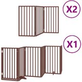 vidaXL Ograda za pse z vrati zložljiva 12 panelov rjava 600 cm les | Shoptok.si