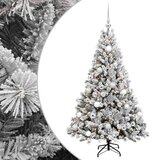  Umjetno božićno drvce s kuglicama 120 cm 150 LED lampica - Zelena i bijela 120 cm s LED-ima i srebrnim lopticama | shoptok.hr