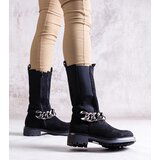 Gemre Black women's ankle boots embellished with a chain Yasarna Cijene