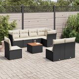  9-dijelni set vrtnih sofa s jastucima crni od poliratana | shoptok.hr