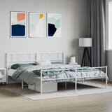 Maison Chic Kovinski Posteljni okvir - Dvoposteljna postelja - Zakonska postelja z vzglavjem in vznožjem bel 193x203 cm, (21696696) | Shoptok.si