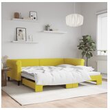 vidaXL Izvlečna dnevna postelja rumena 100x200 cm žamet | Shoptok.si