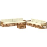 vidaXL Zunanja garnitura za sedenje z blazino 9 pcs Naravna in smetana, (5000282008) | Shoptok.si