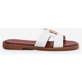 Boto Flat Sliders With Cutouts And Decoration White Bohalis | shoptok.hr