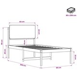  Krevetni okvir s tapiciranim uzglavljem Prirodna i tamnosiva - Prirodna i tamnosiva 80 x 200 cm | shoptok.hr