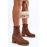 Boto Women's Ankle Boots with Chunky Heel Brown Argastis | Eponuda.ba