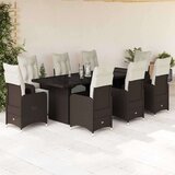 vidaXL vrtna bistro garnitura 9-delna z blazinami rjav poli ratan, (21324073) | Shoptok.si