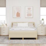  Postelja z vzmetnico z vzmetnico krema 160 x 200 cm blago, (5000126402) Slike
