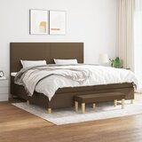 Krevet s oprugama i madracem tamnosmeđi 200x200 cm od tkanine | shoptok.hr