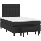 vidaXL Boxspring postelja z vzmetnico črna 120x190 cm umetno usnje Cene