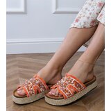 Gemre Orange espadrille flip-flops with rhinestones and stones Najros | ePonuda.com