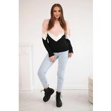 Kesi Sweater with geometric patterns powder pink+black | shoptok.hr