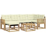 vidaXL Zunanja garnitura za sedenje z blazino 7 pcs Bela in krem, (5000279493) | Shoptok.si