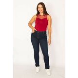 Şans Women's Plus Size Navy Blue 5-Pocket Skinny Jeans Cene