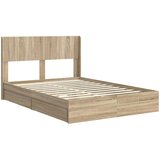  Krevetna konstrukcija s pohranom i uzglavljem Hrast sonoma Smeđa 140 x 190 cm | Shoptok.si