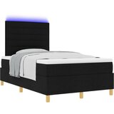 vidaXL Postelja s škatlastim vzmetenjem z vzmetnico in LED Črna 120x190 cm Tkanina | Shoptok.si
