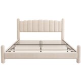 Lumor Oblazinjena postelja za odrasle 180x200 cm iz žameta – z letvenim dnom – bež, (22151480) | Shoptok.si