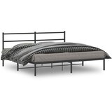  Metalni okvir za krevet s uzglavljem crni 193x203 cm | shoptok.hr
