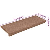  Prostirke za stepenice 15 kom 65x21x4 cm smeđe pravokutne rubove | shoptok.hr