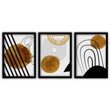 Vavien Artwork Komplet 3 slik v črnem okvirju Abstract Lines, 35 x 45 cm Cene