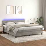  box spring s madracem LED svjetlosivi 180x200 cm baršun | shoptok.hr