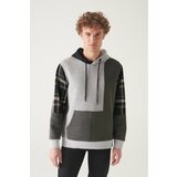 Avva Men's Gray Hooded 100% Cotton Multi-Piece Standard Fit Regular Cut Sweatshirt Cene