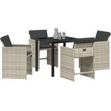 vidaXL 5-delni set vrtnih jedilnih stolov z blazinami svetlo sivega poli ratana | Shoptok.si