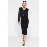 Trendyol Black Wrap-around Woven Dress with Belt | Shoptok.si